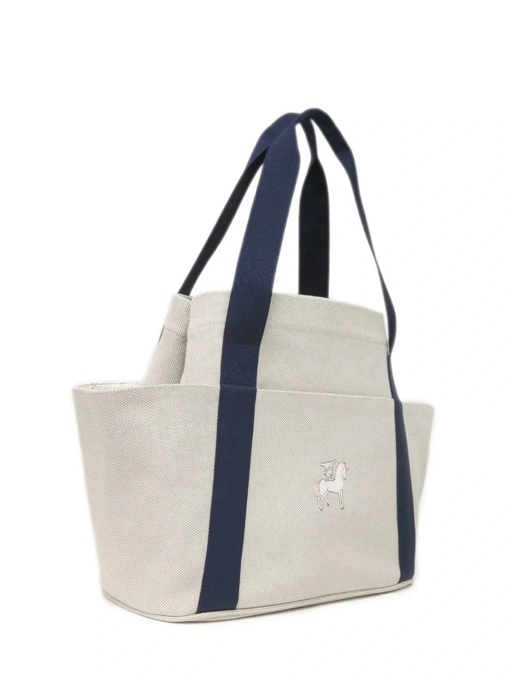 Hermes Cabriole Tote Diaper Nappy Bag Toile H Canvas Beige Blue Gris Perle